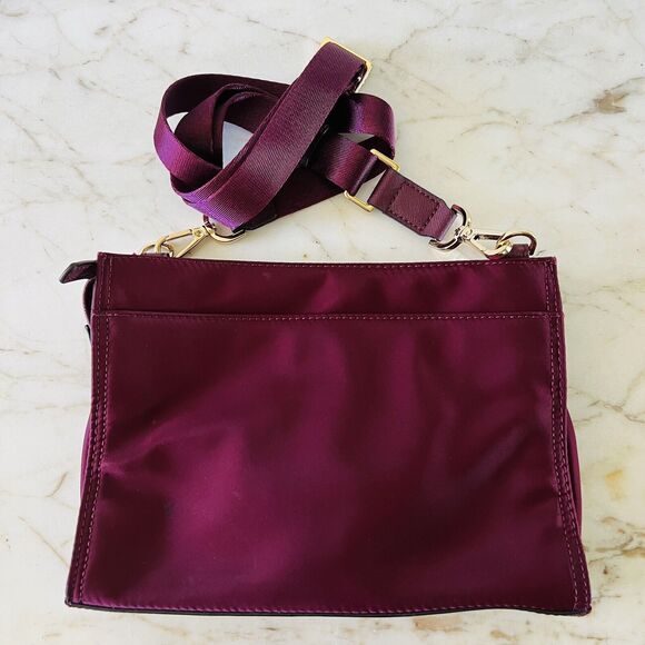 MICHAEL KORS Janie Plum Burgundy Nylon East West Crossbody Bag - Picture 6 of 9
